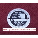Placa G.A.C. 49,9 AV 197X PL-118