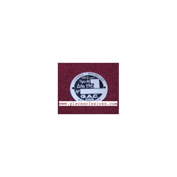 Placa G.A.C. 49,9 AV 196X PL-116 Image