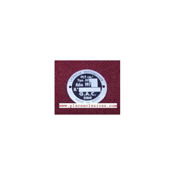 Placa G.A.C. 49,9 AV 197X PL-118 Image