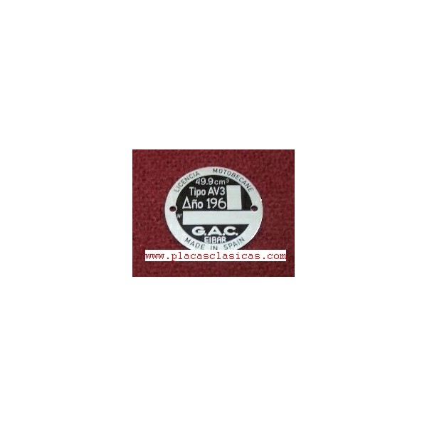 Placa G.A.C. 49,9 AV3 196X PL-PL-117 Image