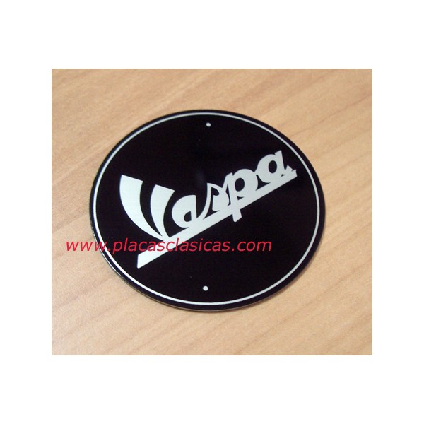 Placa VESPA Circular 54 mm Negro/Aluminio PL-135/N- Image